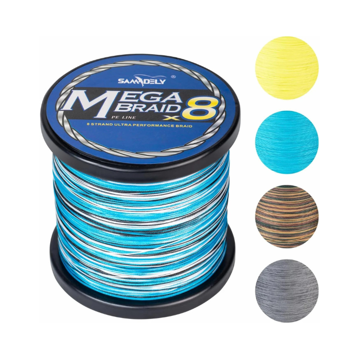 Samdely 8-Strand Braided Fishing Line – X8 Blue Camo, 200m, Zero-Stretch, Abrasion-Resistant for Saltwater & Freshwater