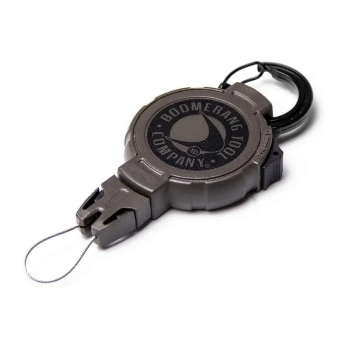 Boomerang Tool Retractable Gear Tether, Hook & Loop Strap, 24" Retractable Cord, 4 oz. Retraction, Green Polycarbonate Case, Universal Attachment