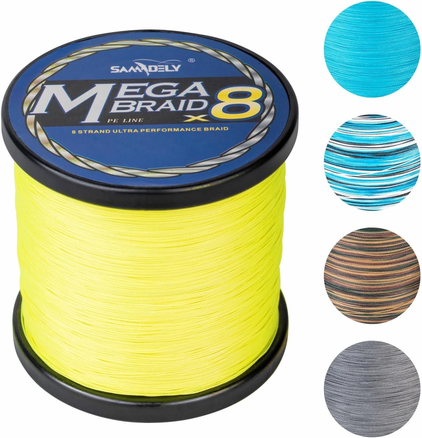 Samdely 8 Strand Braided Fishing Line X8 Dark Green 200m Zero Stretch Abrasion Resistant for Saltwater and Freshwater