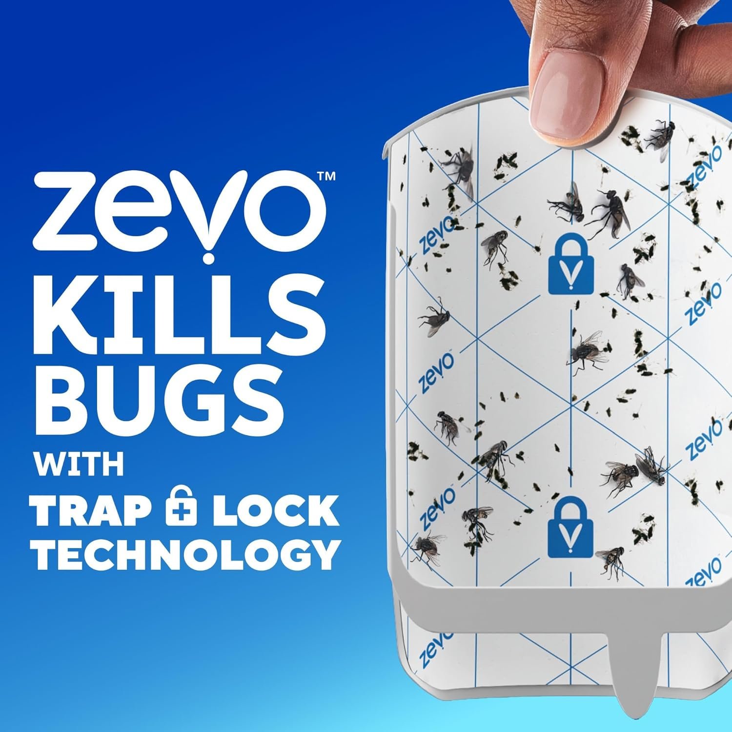 Zevo MAX Bug Catcher & Fly Trap for Indoors – Plug-In UV + Blue Light Insect Trap with 2 Refill Cartridges, 2× Capacity, Mess-Free Sticky Catch for Gnats, Fruit Flies & House Flies