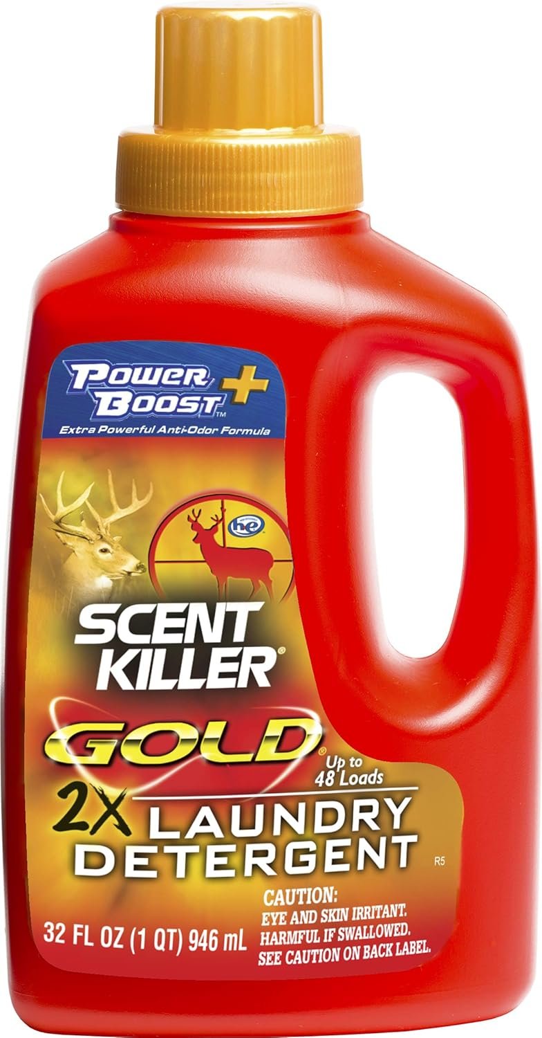 Scent Killer Gold Scent Free Laundry Detergent for Hunting Gear with Power Boost Plus Odor Eliminator, 32 Fluid Ounces