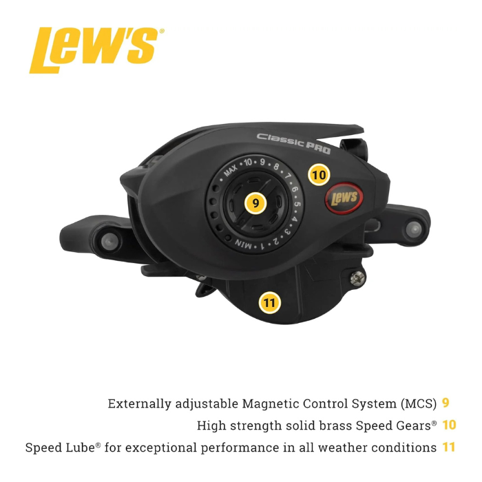 Lew’s Classic Speed Spool Baitcast Reel – Low-Profile Baitcaster with Lightweight Graphite Frame, Smooth Multi-Bearing System & Adjustable Braking – Right-Hand Retrieve Fishing Reel