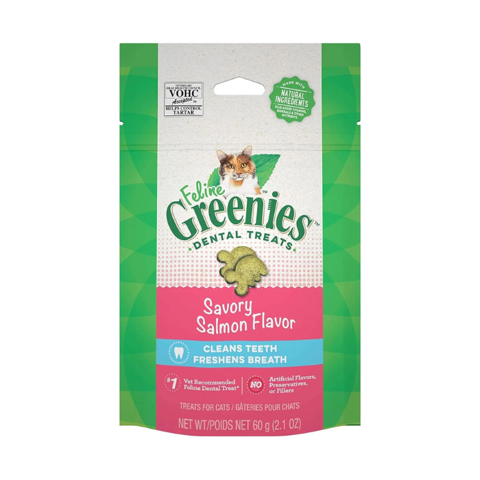 Greenies Feline Natural Dental Care Cat Treats Savory Salmon Flavor, 2.5 oz. Pouch