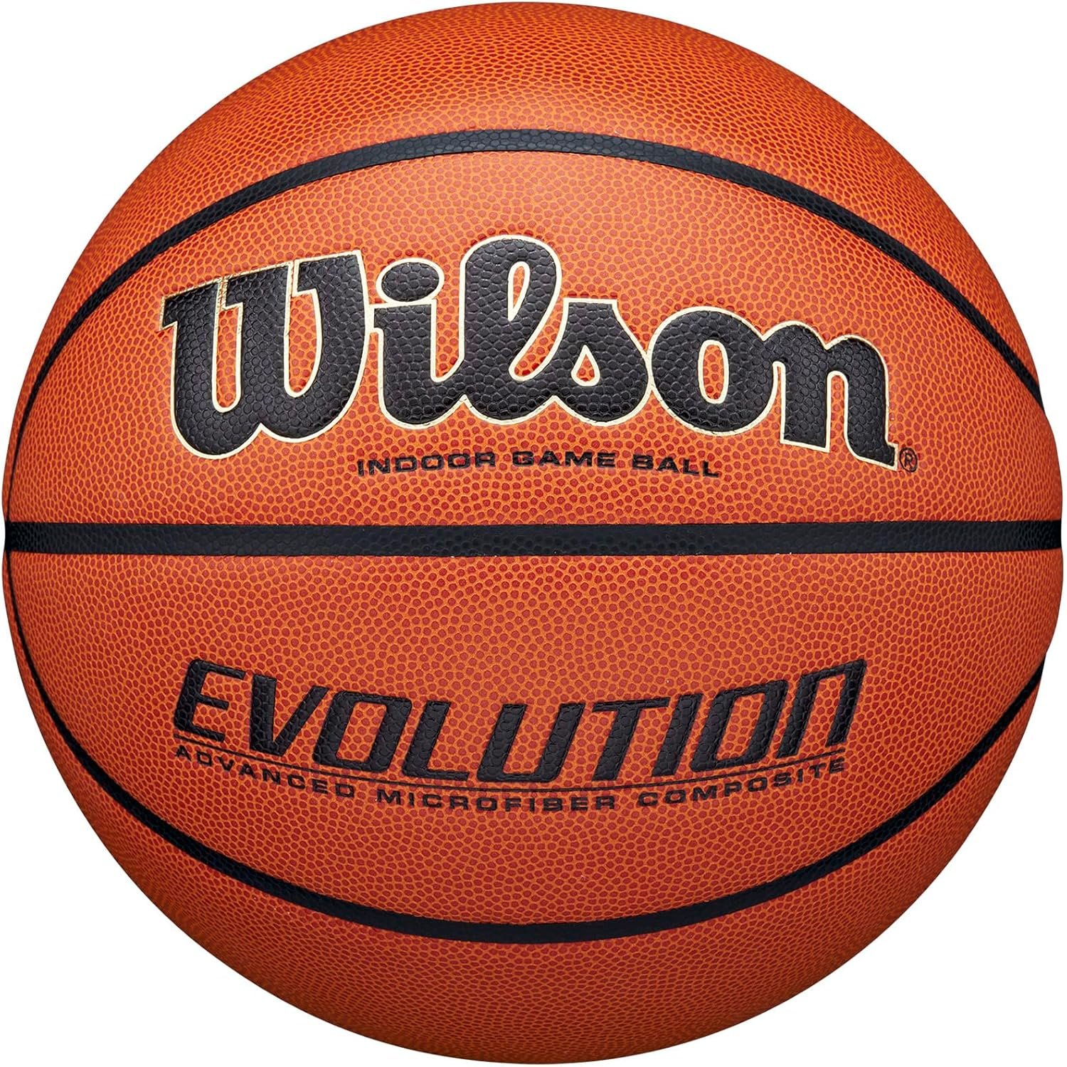 Wilson Evolution Indoor Basketball Official Game Ball Cushioned Grip High-Definition Pebbling NFHS and NCAA Approved