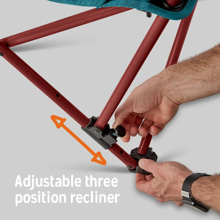 Kelty Deluxe Reclining Lounge Chair – Heavy-Duty Folding Camp Chair with Adjustable Recline, Padded Armrests & Cup Holders – Portable Comfort for Camping, Tailgating & Outdoor Events