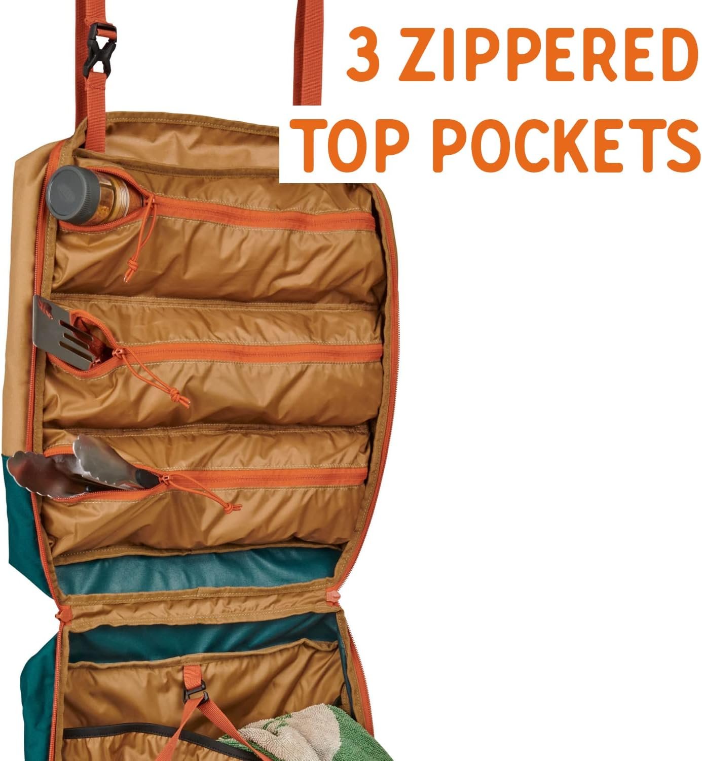 Kelty Camp Galley – Portable Outdoor Kitchen Organizer with Multiple Pockets & Shelves – Hanging Gear Bag for Camping, Overlanding & Backyard Cooking