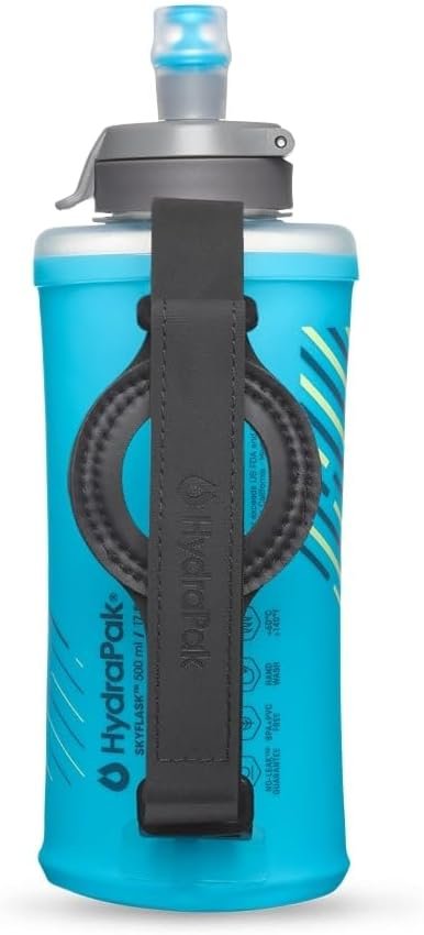 HydraPak SkyFlask Speed - Collapsible Handheld Running Water Bottle 500ml Thumb Loop - Adjustable Strap, Lightweight
