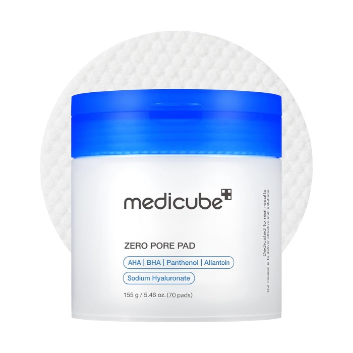 Medicube Zero Pore Pads 2.0, Dual-Textured Facial Toner Pads for Exfoliation and Pore Care with 4.5% AHA Lactic Acid & 0.45% BHA Salicylic Acid, Ideal for All Skin Types, Korean Skin Care