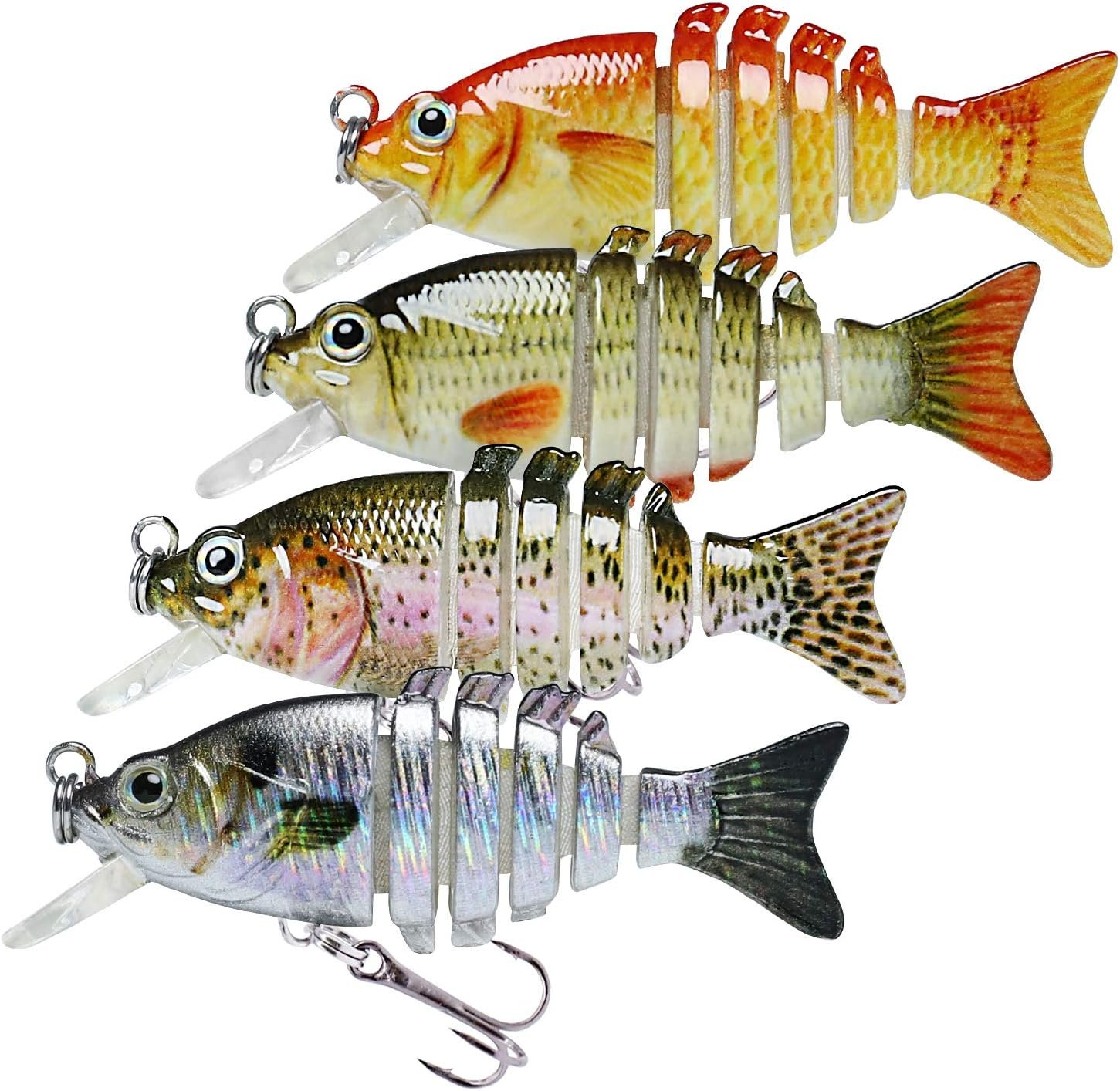 TRUSCEND Sunfish Swimbait – Multi-Jointed Lifelike Fishing Lure with 3D Eyes & Realistic Swimming Action – Slow Sinking Hard Bait for Bass, Trout, Pike & Freshwater Predators
