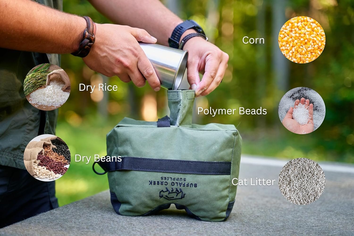 Buffalo Creek Shooting Rest Bag – Unfilled Front & Rear Shooting Bags for Rifles – Durable, Portable Sandbag Shooting Rest for Hunting, Target Practice & Precision Shooting