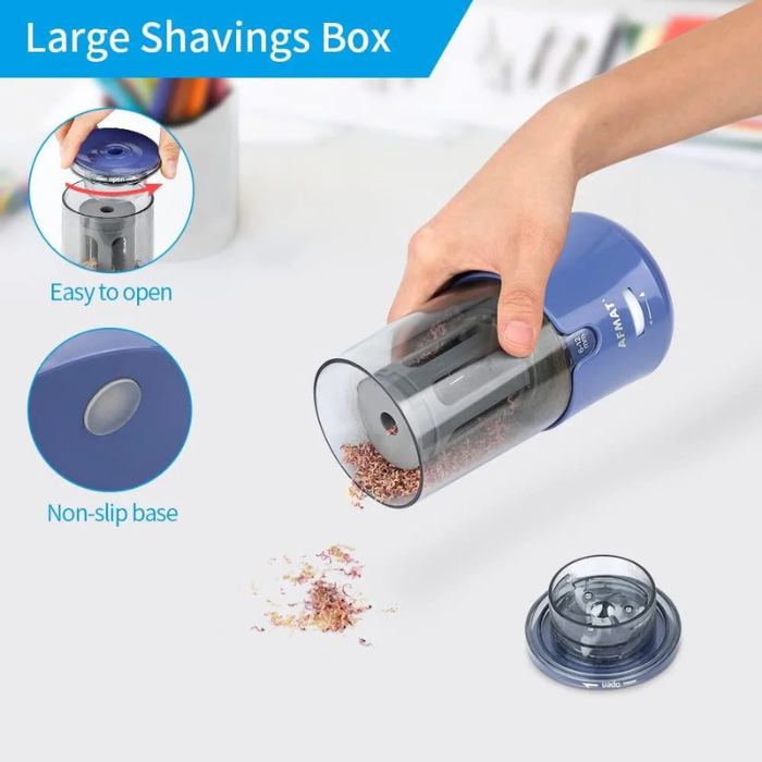 AFMAT Electric Pencil Sharpener – Heavy Duty Auto-Stop Sharpener for Sketching, Drawing & Colored Pencils – Fast, Portable & Durable Sharpener for Artists, Students & Professionals