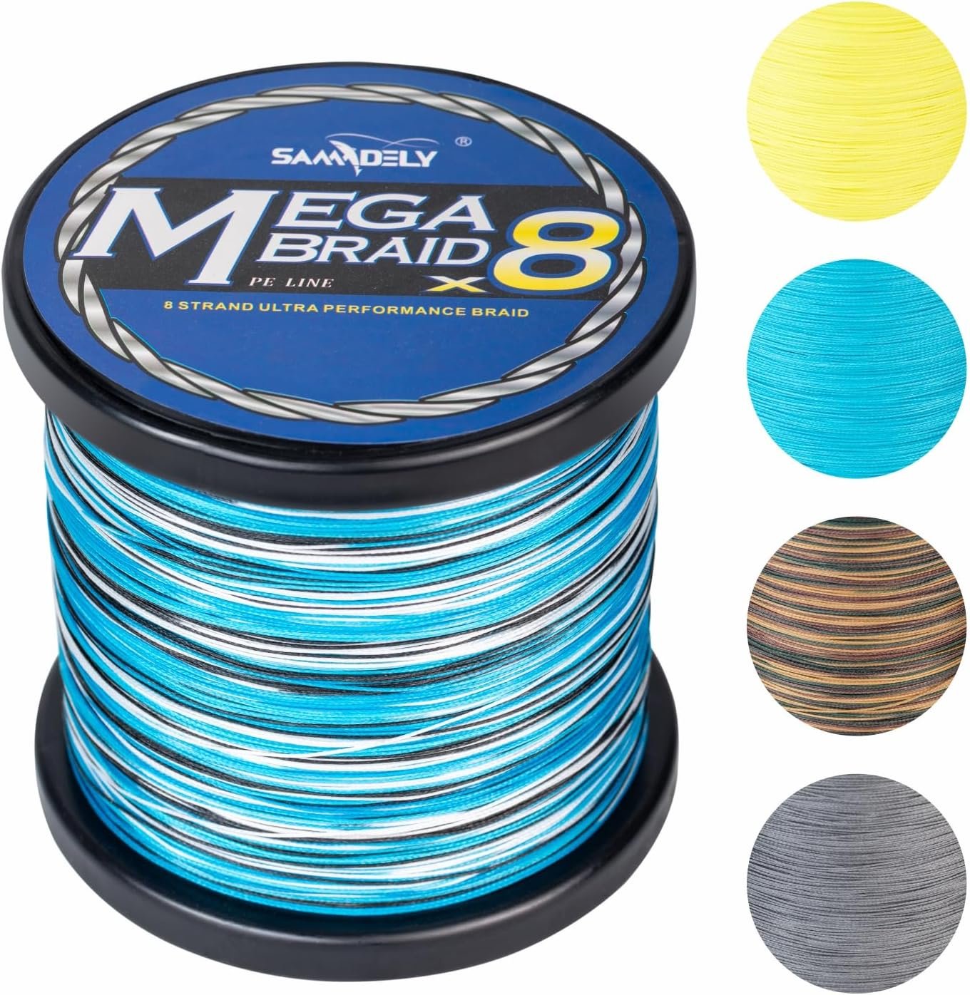 Samdely 8-Strand Braided Fishing Line – X8 Blue Camo, 200m, Zero-Stretch, Abrasion-Resistant for Saltwater & Freshwater
