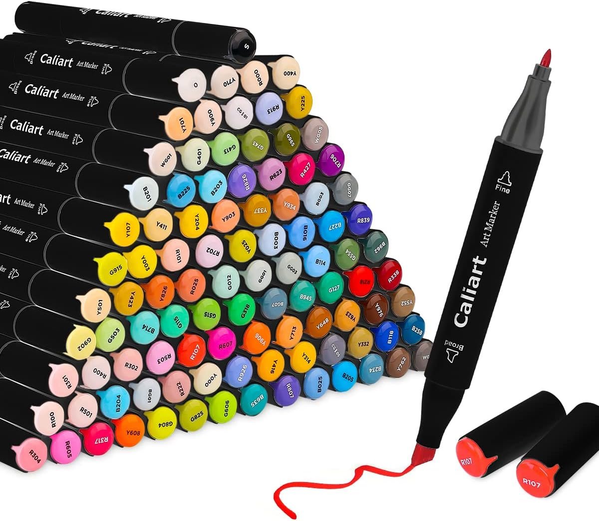 Caliart Permanent Markers Set – 40 Dual-Tip Coloring Markers for Sketching, Illustration, Journaling & Outdoor Creative Use