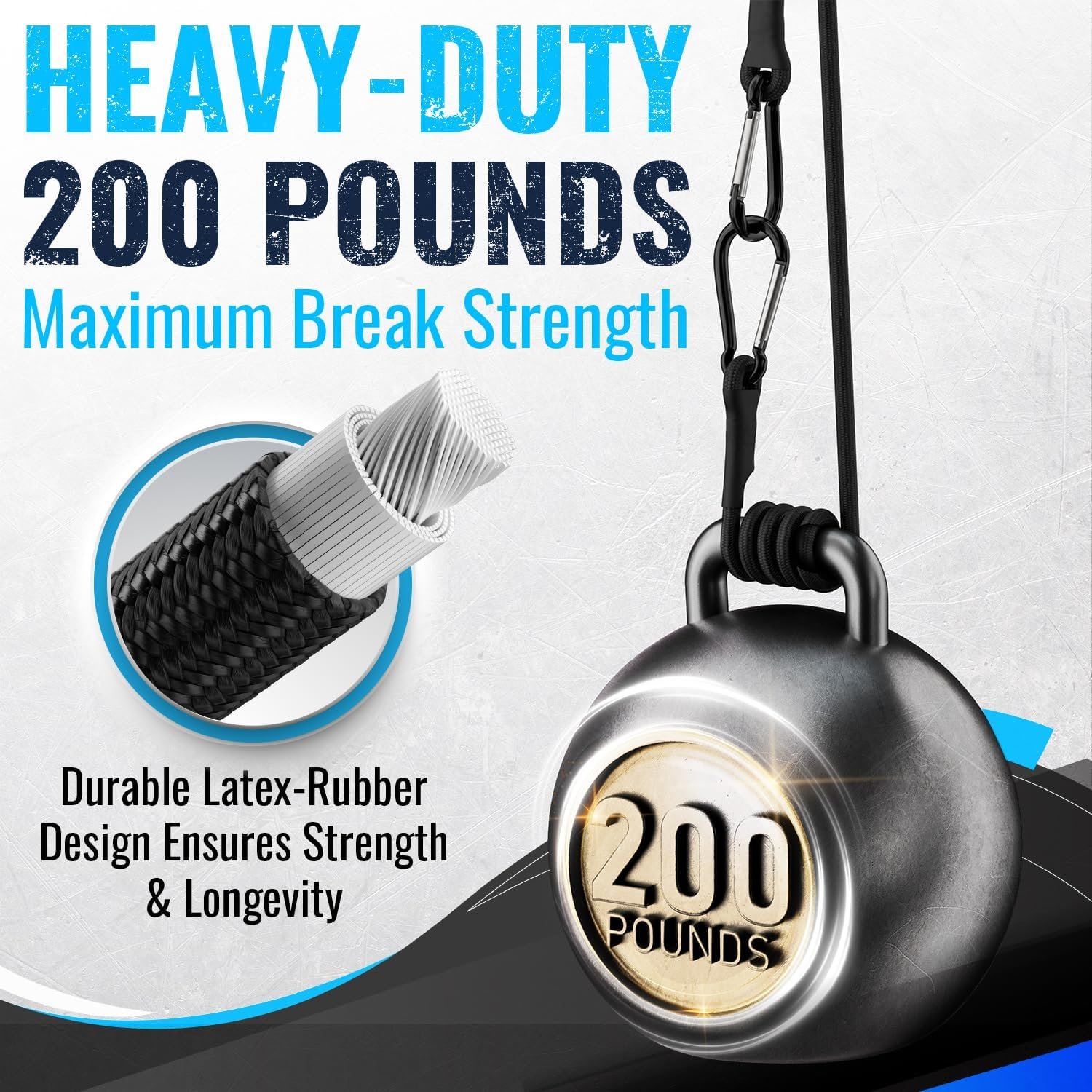 Heavy-Duty 18″ Carabiner Bungee Cords, 4-Pack – 200 lb Break Strength, UV-Resistant for Camping, Bike Racks, Tents, Tarps & RV Use