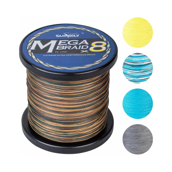 Samdely 8 Strand Braided Fishing Line X8 Green Camo 200m Zero Stretch Abrasion Resistant for Saltwater and Freshwater