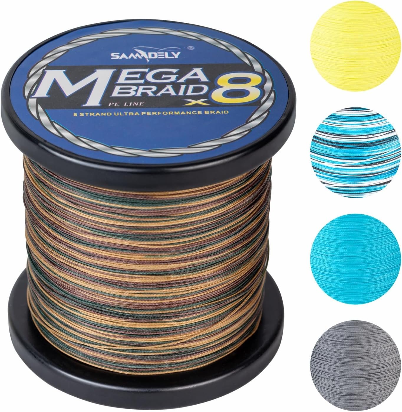 Samdely 8 Strand Braided Fishing Line X8 Green Camo 200m Zero Stretch Abrasion Resistant for Saltwater and Freshwater