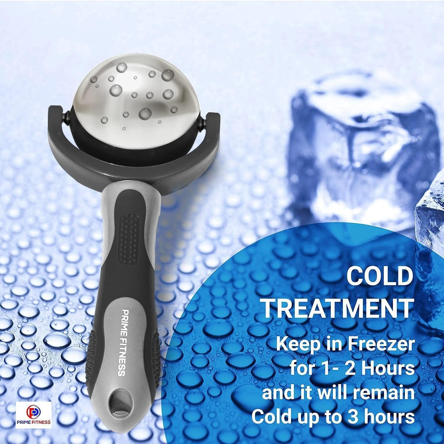 Black Cold Massage Roller Ball with Handle – Reusable Stainless Steel Cryotherapy Roller for Hot & Cold Tissue Relief, Deep Tissue Trigger-Point Therapy