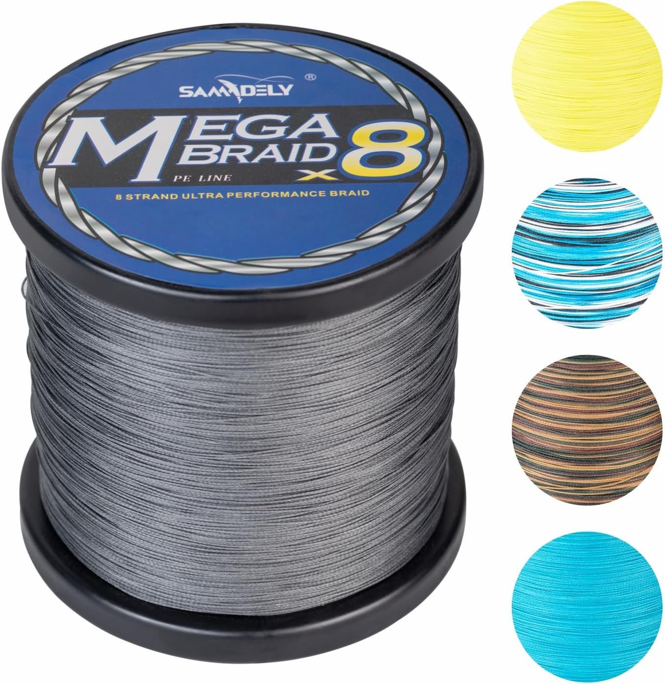 Samdely 8 Strand Braided Fishing Line X8 Grey 200m Zero Stretch Abrasion Resistant for Saltwater and Freshwater