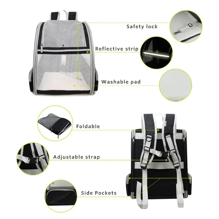 Texsens Innovative Traveler Bubble Backpack Pet Carriers for Cats and Dogs (Black)