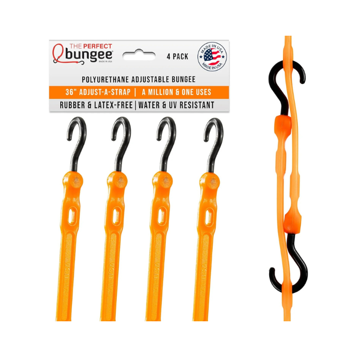 The Perfect Bungee 36” Adjust-A-Strap Rubber-Free Poly Bungee w Slotted Holes to Adjust Size