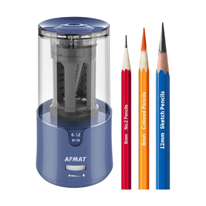 AFMAT Electric Pencil Sharpener – Heavy Duty Auto-Stop Sharpener for Sketching, Drawing & Colored Pencils – Fast, Portable & Durable Sharpener for Artists, Students & Professionals