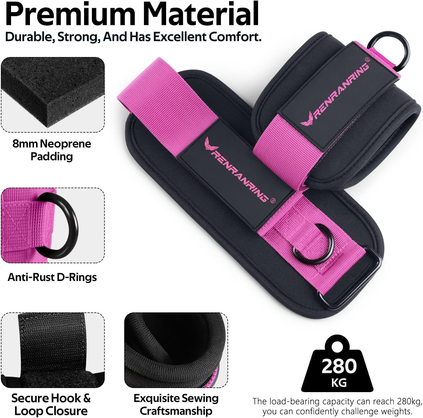 Ankle Resistance Bands, Ankle Bands for Working Out with Cuffs, Ankle Resistance Band, Glutes Workout Equipment, Butt Exercise Equipment for Women Legs and Glutes