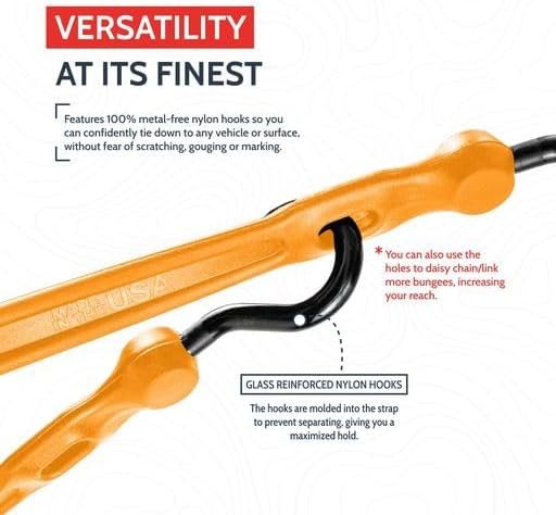 The Perfect Bungee 36” Adjust-A-Strap Rubber-Free Poly Bungee w Slotted Holes to Adjust Size