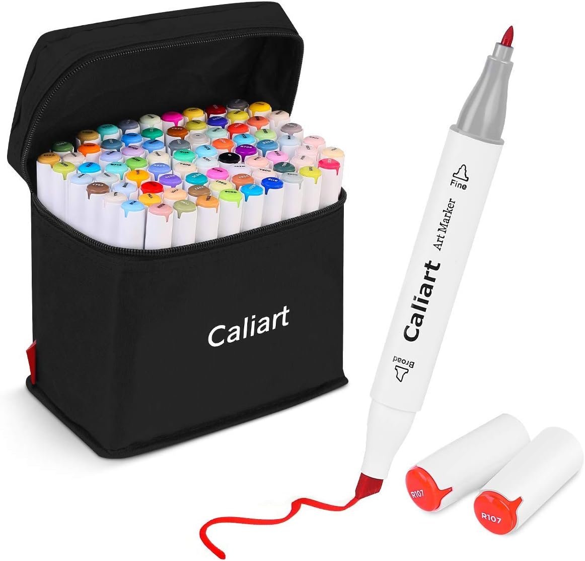 Caliart 100 Permanent Markers Set – Dual-Tip Coloring & Sketching Markers for Illustration, Journaling & Creative Outdoor Projects