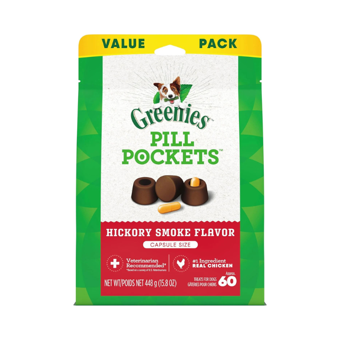 Greenies Pill Pockets for Dogs Large Size, Soft Dog Treats, Hickory Smoke Flavor, 15.8 oz. Pouch (60 Treats)