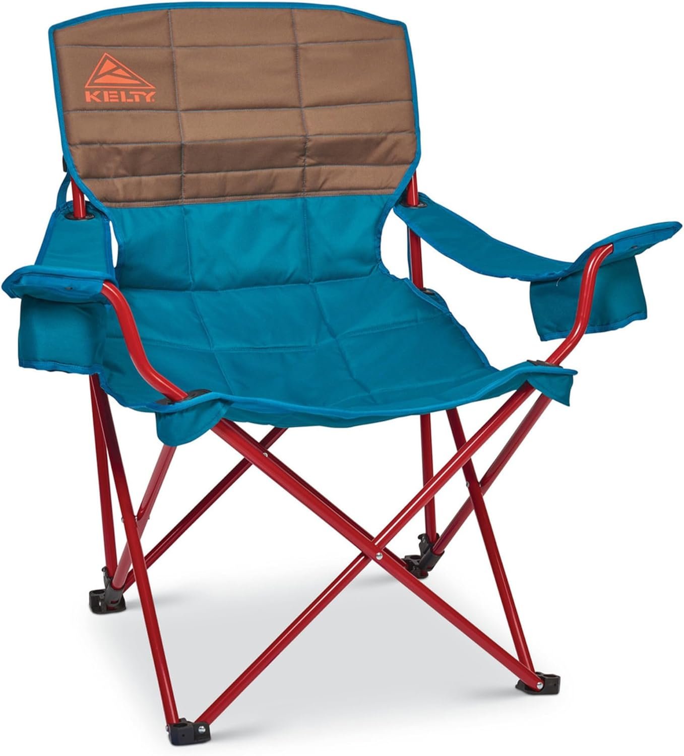 Kelty Deluxe Reclining Lounge Chair – Heavy-Duty Folding Camp Chair with Adjustable Recline, Padded Armrests & Cup Holders – Portable Comfort for Camping, Tailgating & Outdoor Events