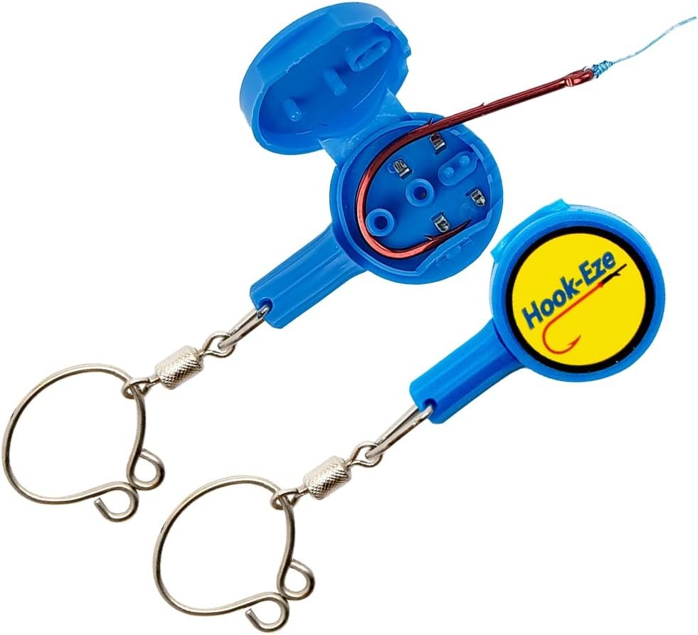 Hook-Eze Fishing Knot Tying Tool – Multi-Function Hook Cover, Line Cutter & Hook Remover for Safe, Mess-Free Rigging